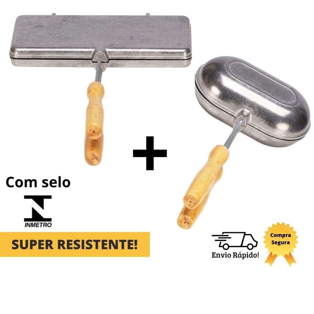 Kit 2 Sanduicheiras Pão Forma + Frânces Bauru Baurutex Duplo Tostex  Misteira de Alumínio Rápida De Fogão Misto Quente