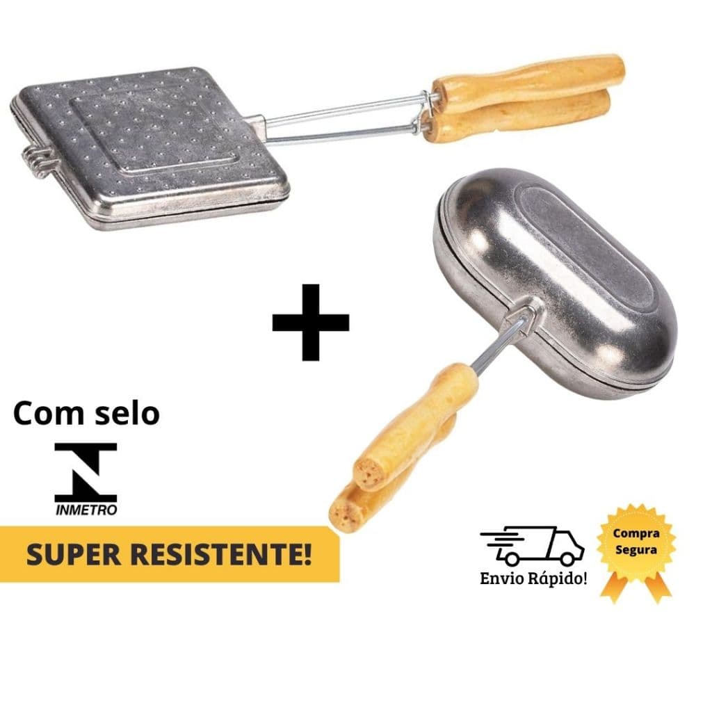 Kit Com 2 Bauru Baurutex Tostex Pão Forma + Francês Sanduicheira Misteira de Alumínio Rápida De Fogão Misto Quente Manua