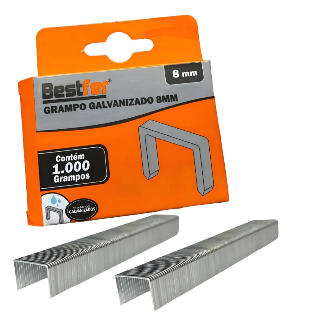 Grampo Para Grampeador Galvanizado Tapeceiro 8mm 1000 Unidades