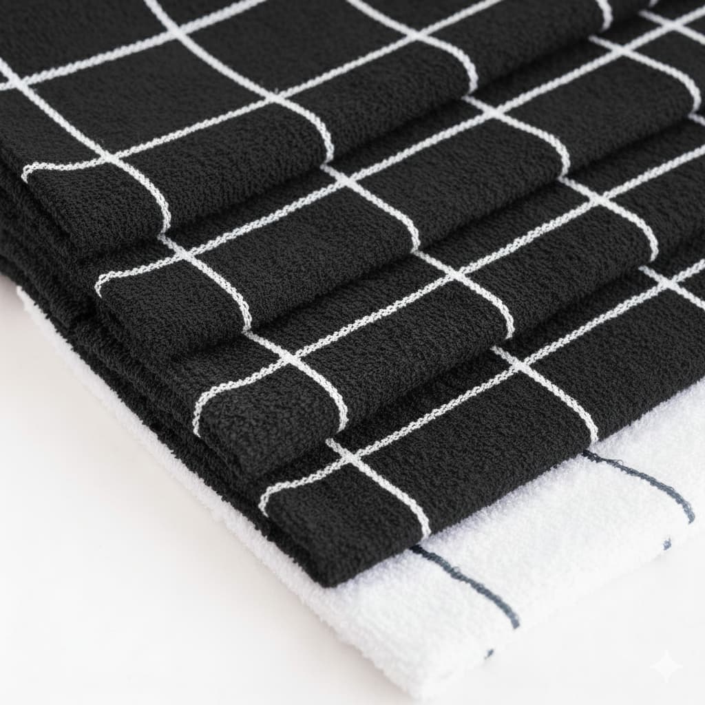 kit 4 Pano de Prato Preto 45x60cm 100% Algodão – Grosso e Atoalhado Chef