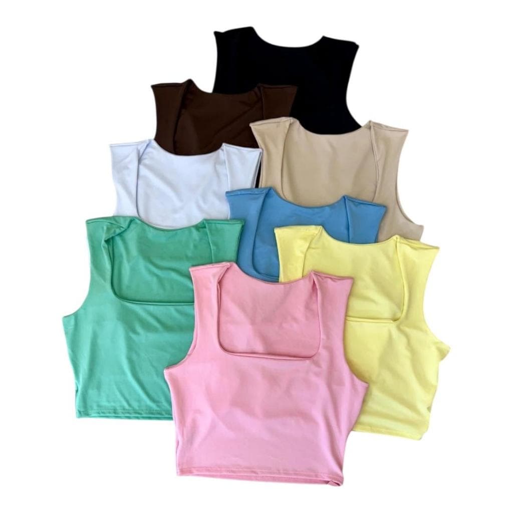 CROPPED DECOTE QUADRADO TOP FEMININO BÁSICO ! TAMANHO ÚNICO VESTE DE 38 A 42 TECIDO SUPLEX