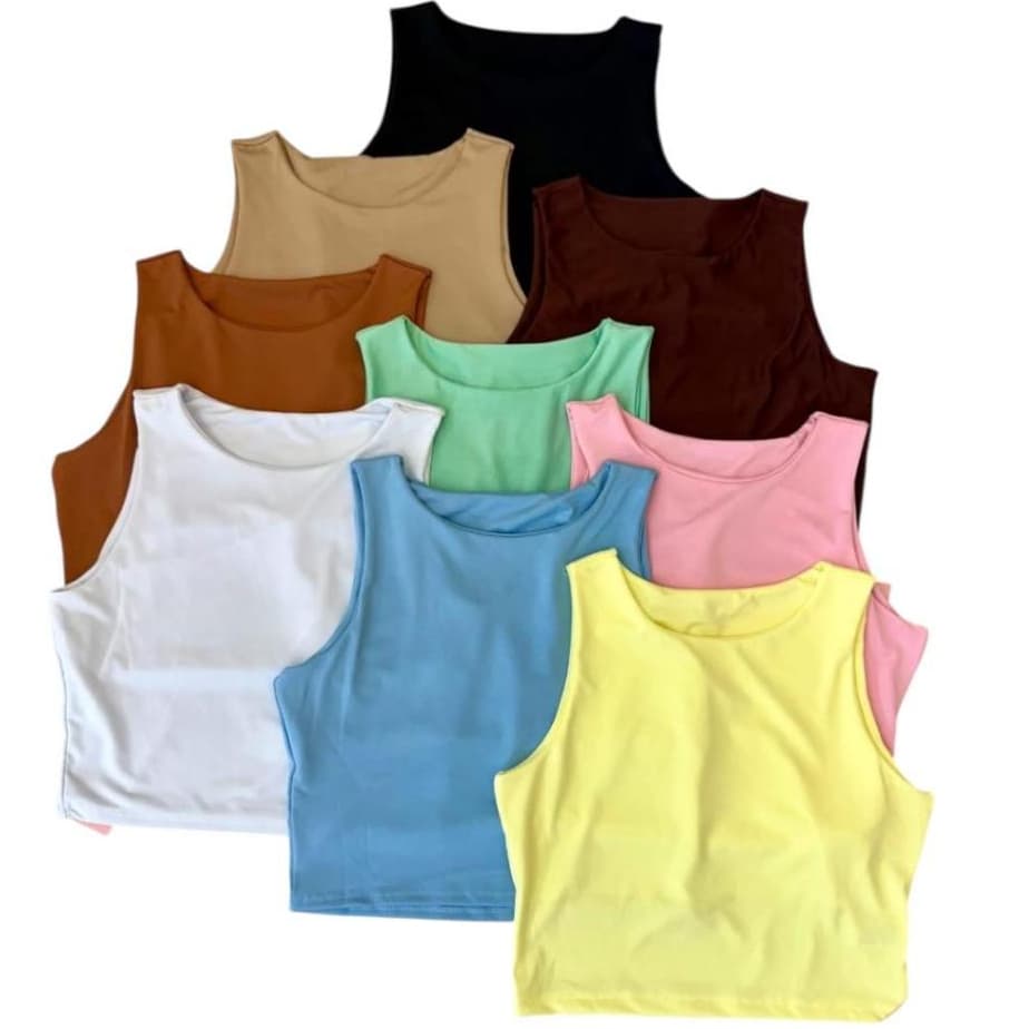 Cropped Regata Basico Sara feminino Confortavel em Tecido  Suplex liso Tamanho Único M|38-42