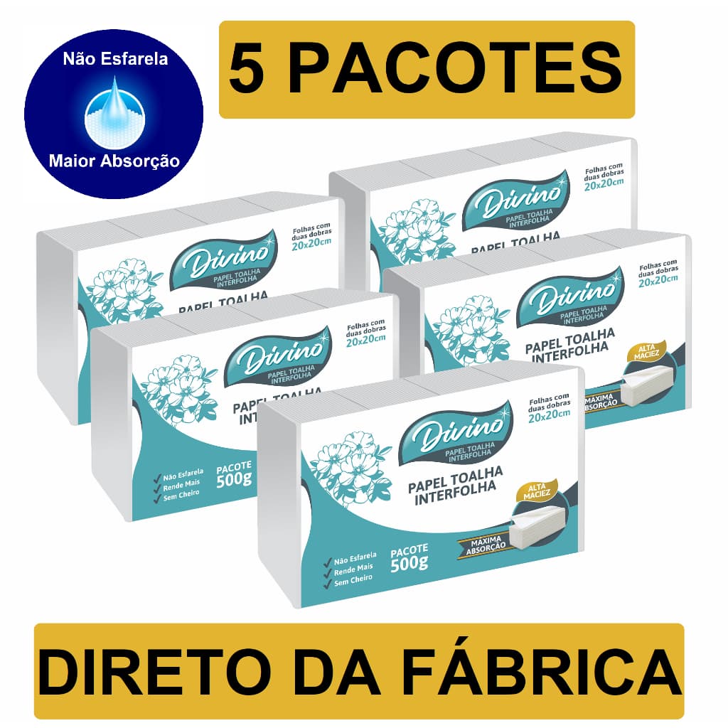 Papel Toalha Branco Interfolha Para Secar As Mãos Banheiro 5.000 Folhas Interfolhado Dobras