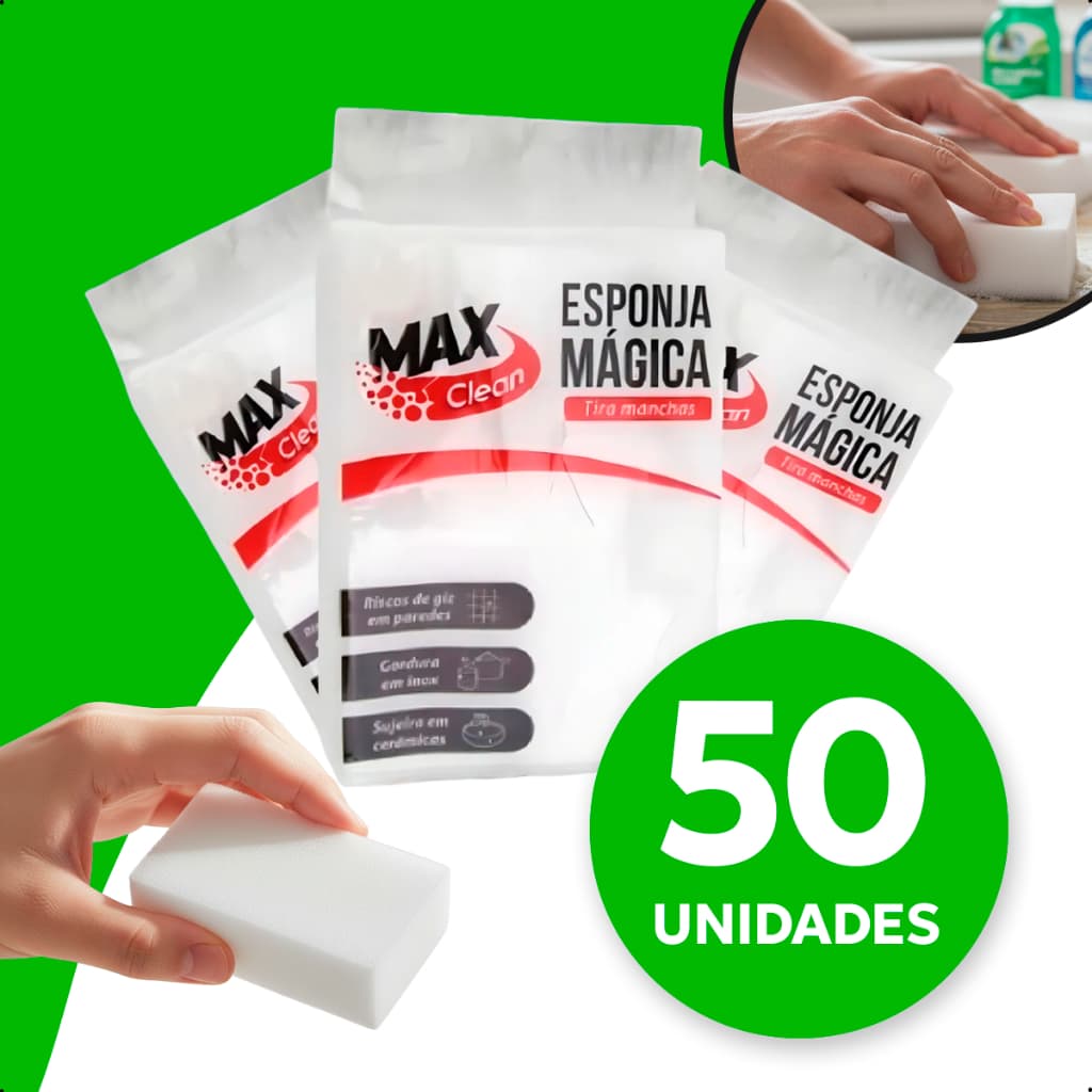 Kit 50 Esponja Mágica Bucha Melamina Tira Mancha Original Desengordura Limpeza