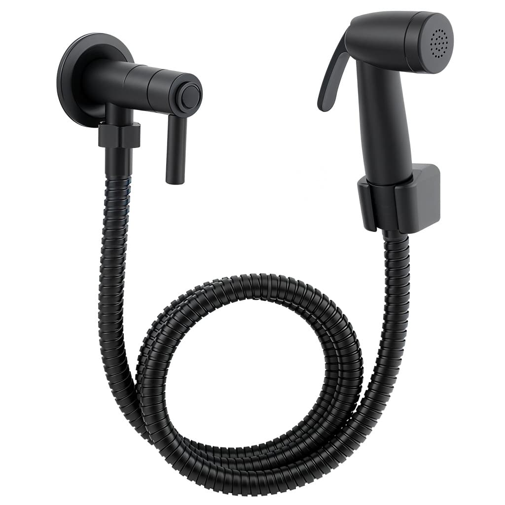 Ducha Higienica Luxo Preta Acionamento 1/4 Volta Com Gatilho