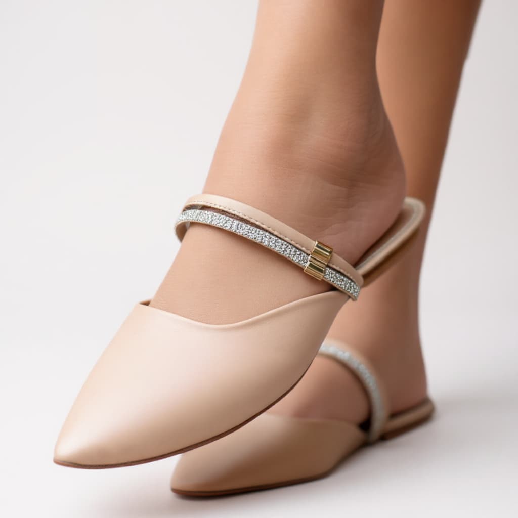 Mule Feminino Elegante Strass Brilhante Moderno Estiloso Confortável Moda Lançamento Pronta Entrega