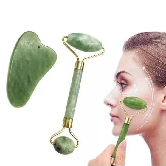 Rolinho Pedra De Jade Facial Massageador Anti Rugas