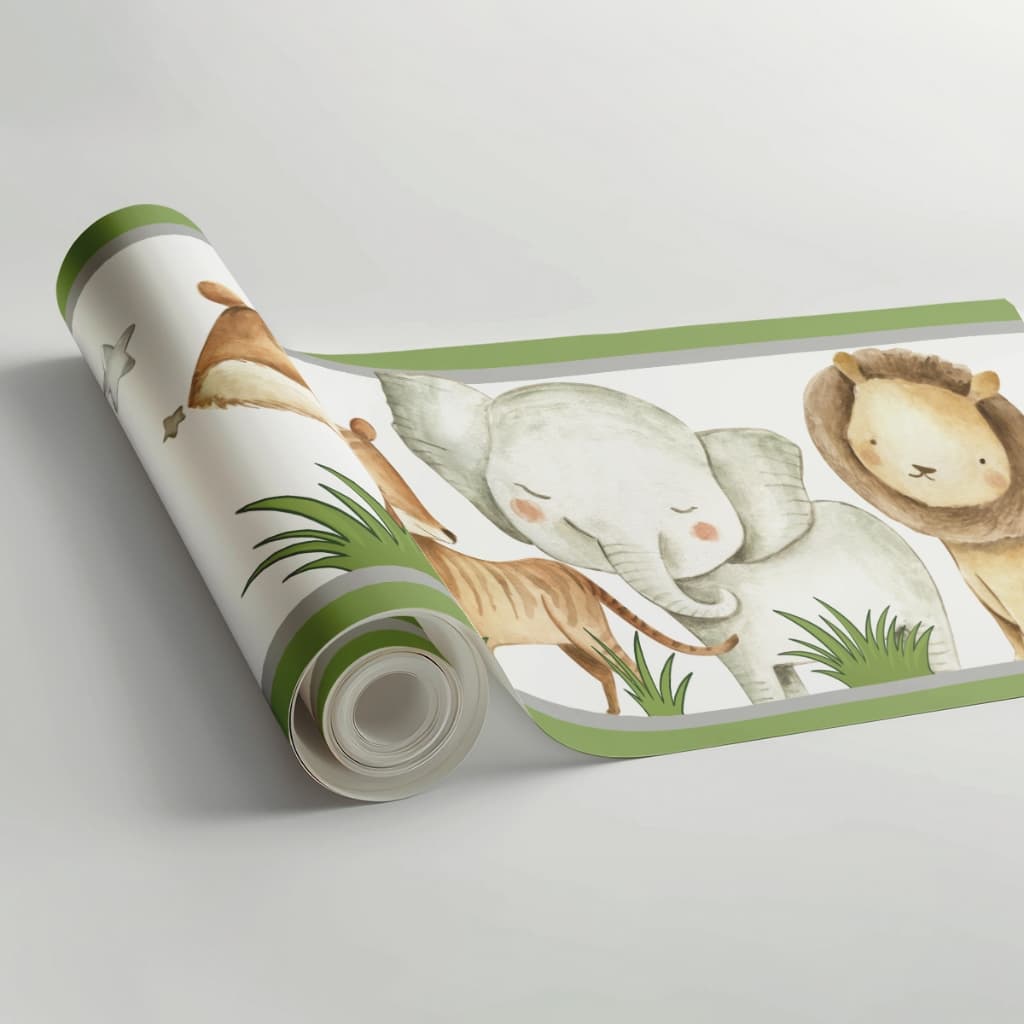 Papel de Parede Border Faixa Infantil Menino e Menina Animais Lavavél 1,00m x 15cm