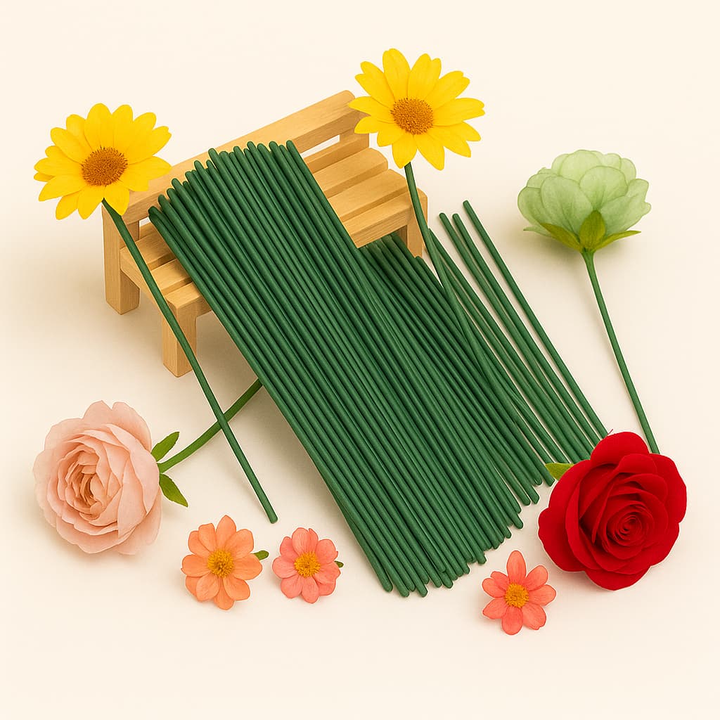 Arame Plastificado para Flor Artificial – Tutor de Arranjo 40, 50, 60cm – 24 ou 48 Unidades