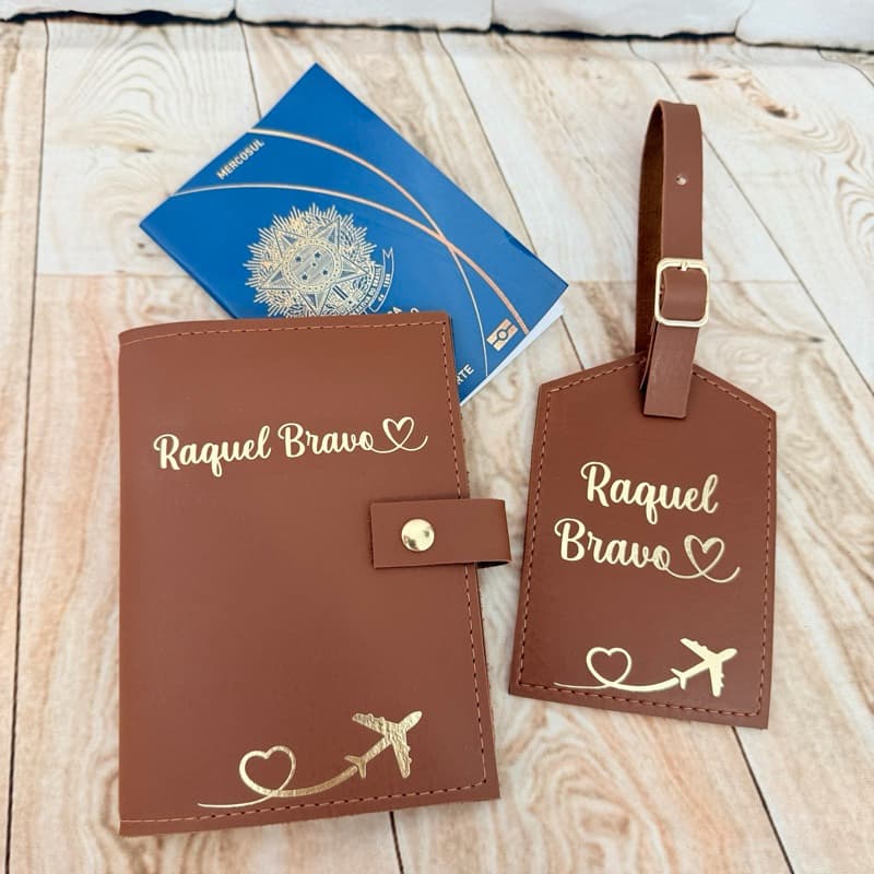 Kit Capa para Passaporte Personalizado + Tag “não tem espaço para escrever dados”