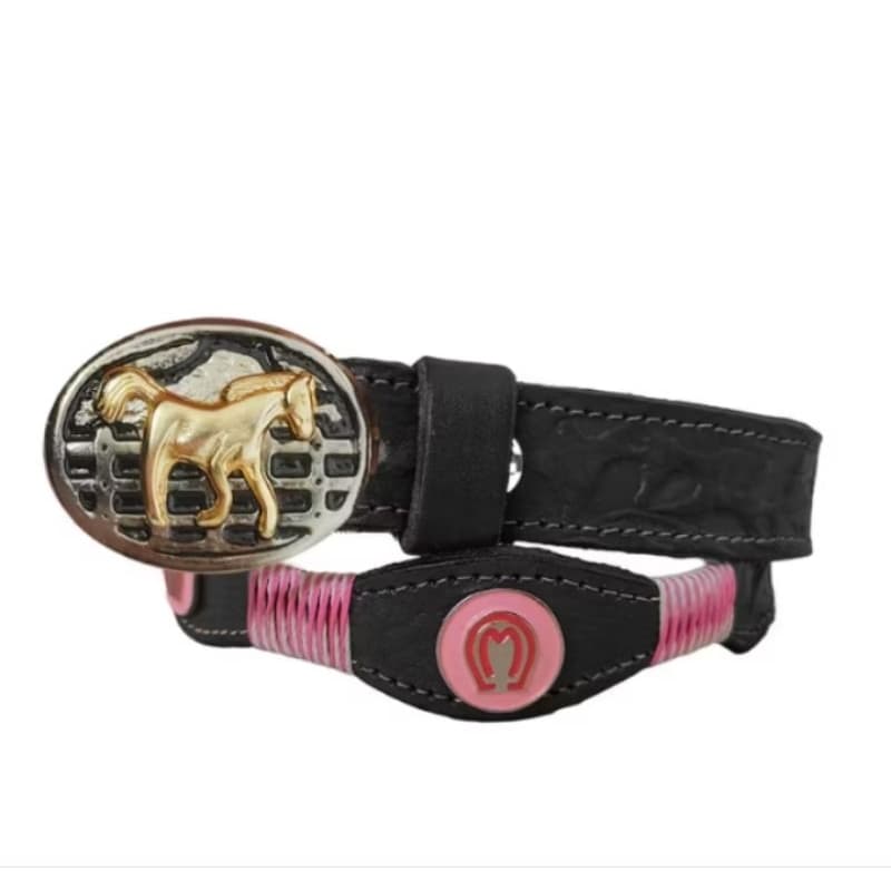 Cinto feminino mangalarga infantil de couro Trançado com Aplique Manga Larga fivela de cavalo