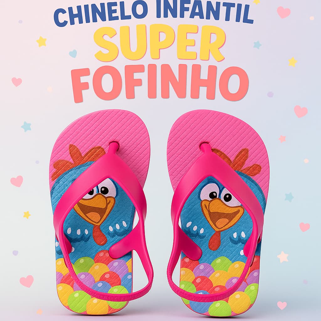 Chinelo Infantil Feminino Leve Confortável Estampado Verão 2025