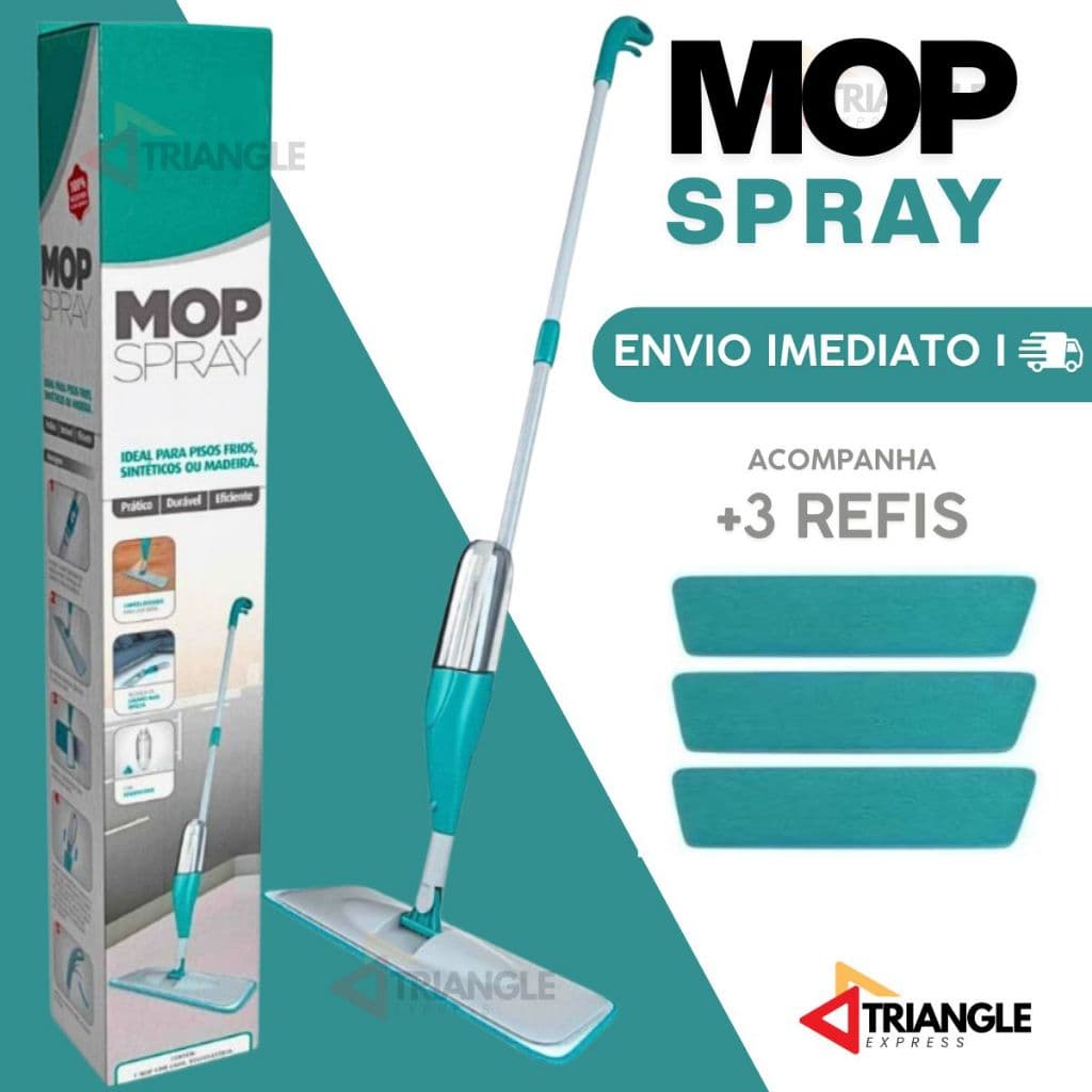 Mop Spray PRO + 3 Refis Com Reservatório Rodo De Limpeza Refil Microfibra