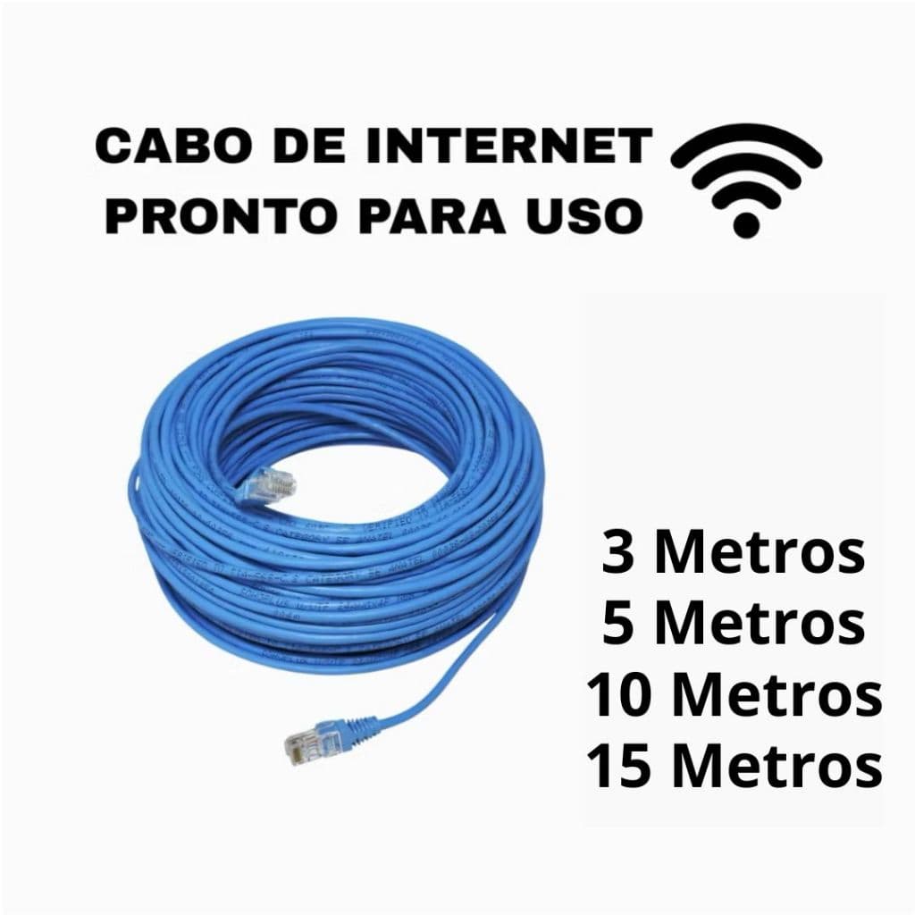 Cabo De Rede Azul RJ45 CAT5e Pc Notebook Roteador Smart Tv Video Game 3/5/10/15 Metros