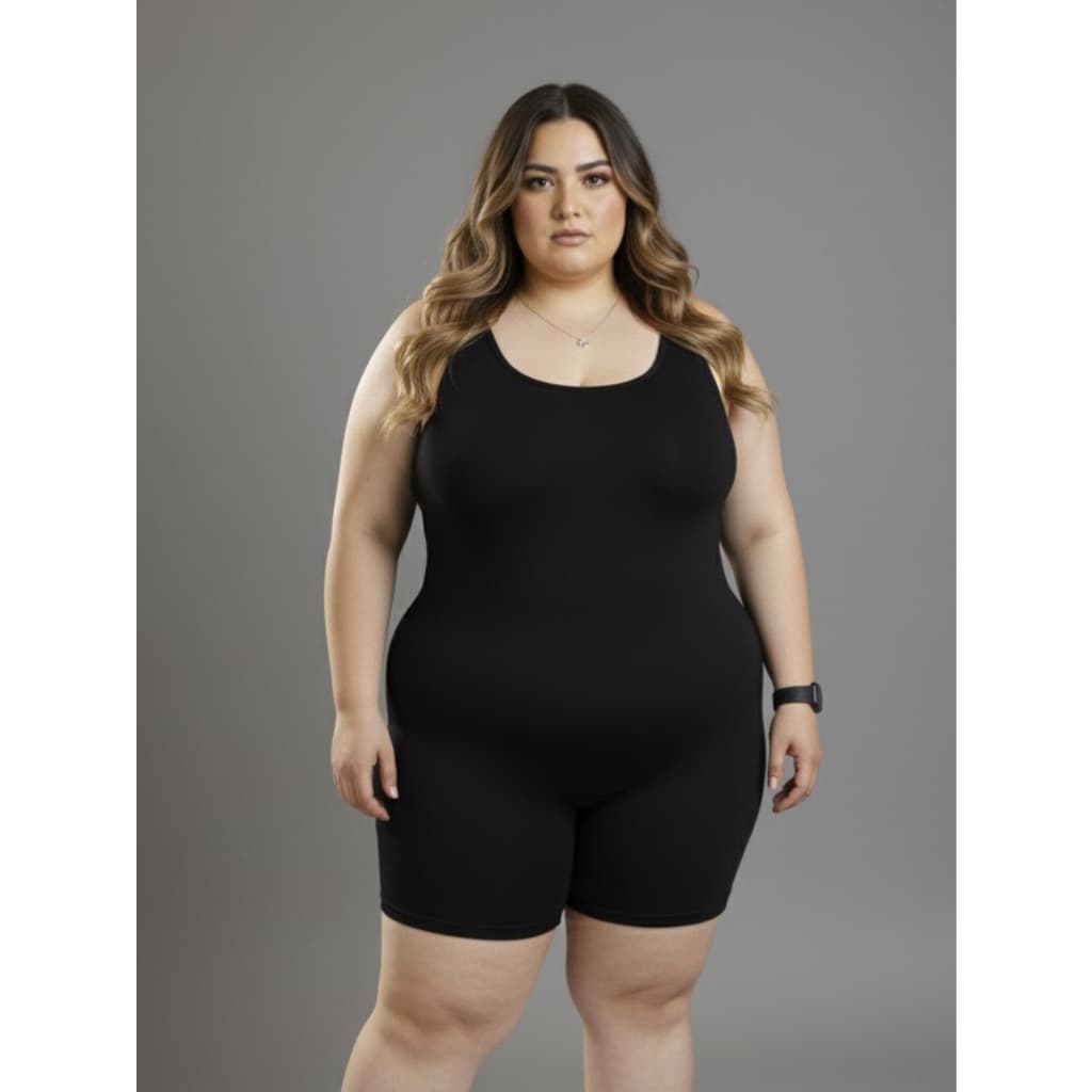 Macaquinho Feminino Plus Size Suplex Academia Treino Atividade Física Casual  Confortável Versátil