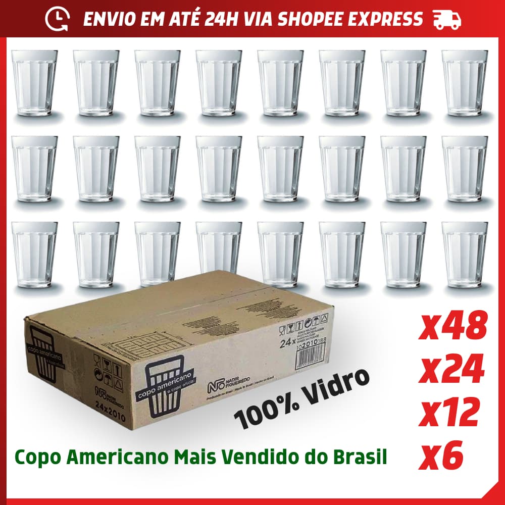 Jogo 12/24 Peças Copo Americano Tradicional 190ml Para Cerveja Suco Café Refrigerante Água Nadir