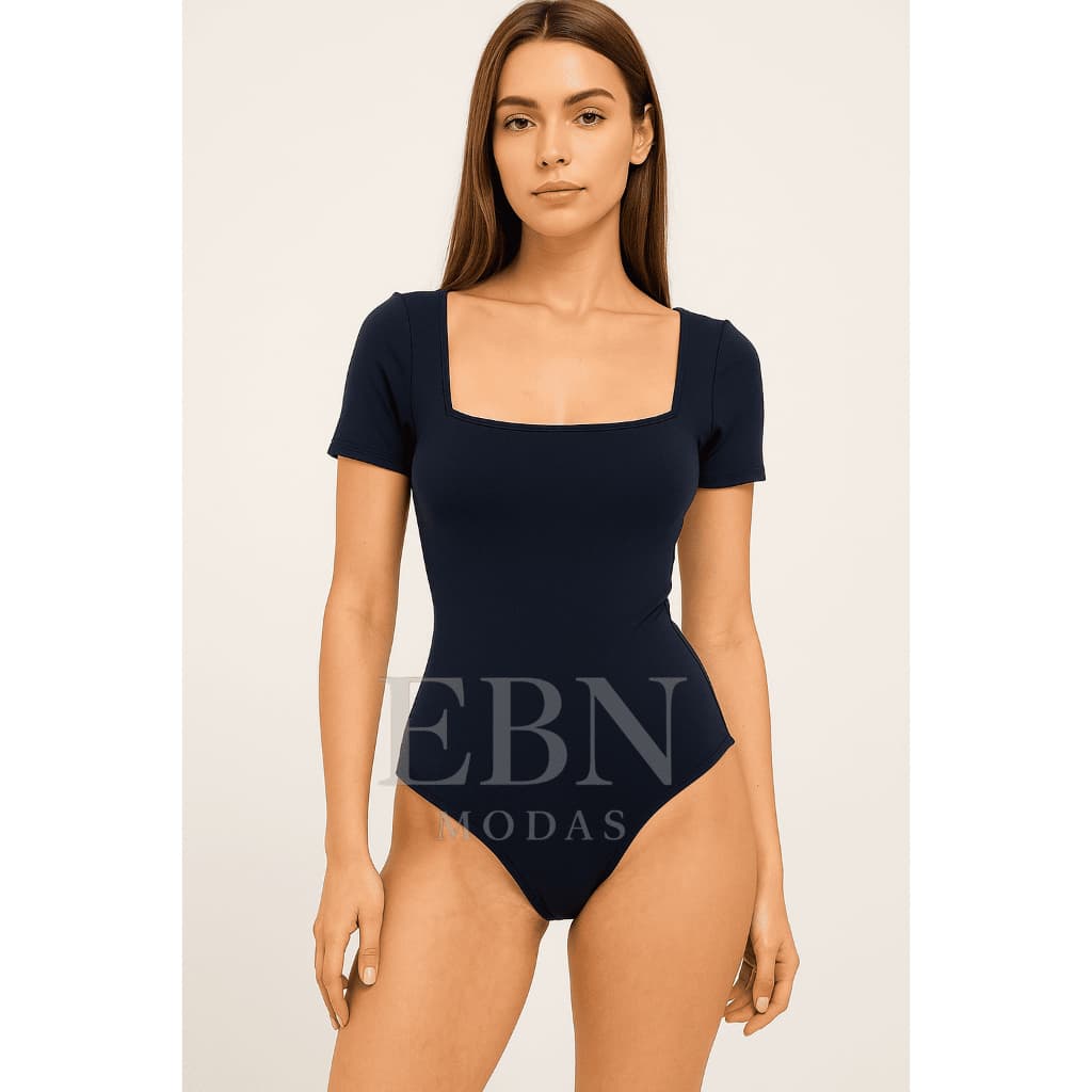 Body Feminino Decote Quadrado Manga Curta Suplex Liso Verão Collant moda blogueira Blusa P M G GG