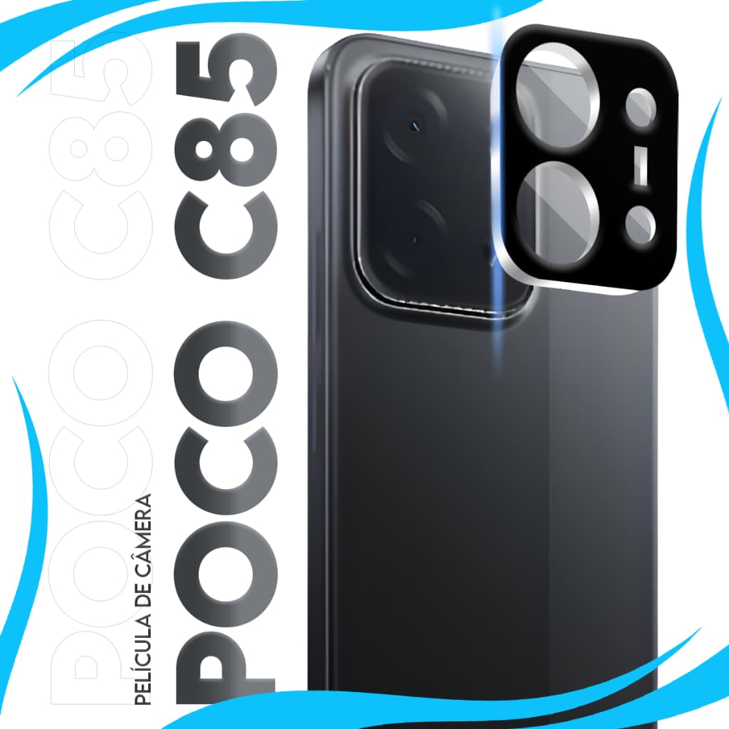 Kit Película Protetora Lente Traseira Vidro Temperado 3D De Câmera Xiaomi Poco C85 tela 6.9 pol