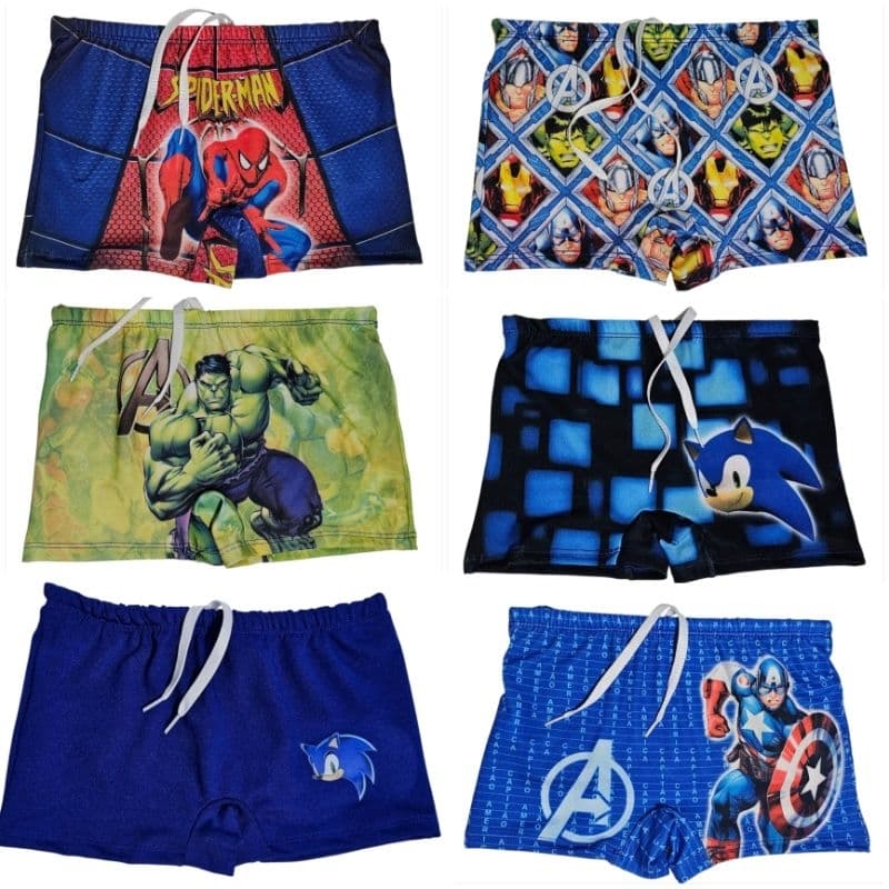 Sunga Box infantil personagem Praia