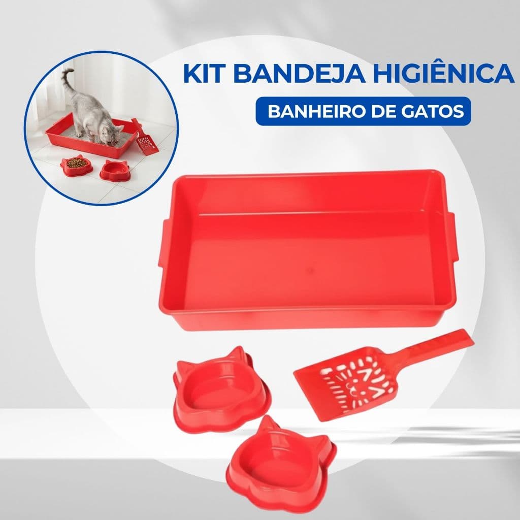 Bandeja Higiênica com Pá para Gatos  Banheiro de Areia Prático, Leve e Fácil de Limpar