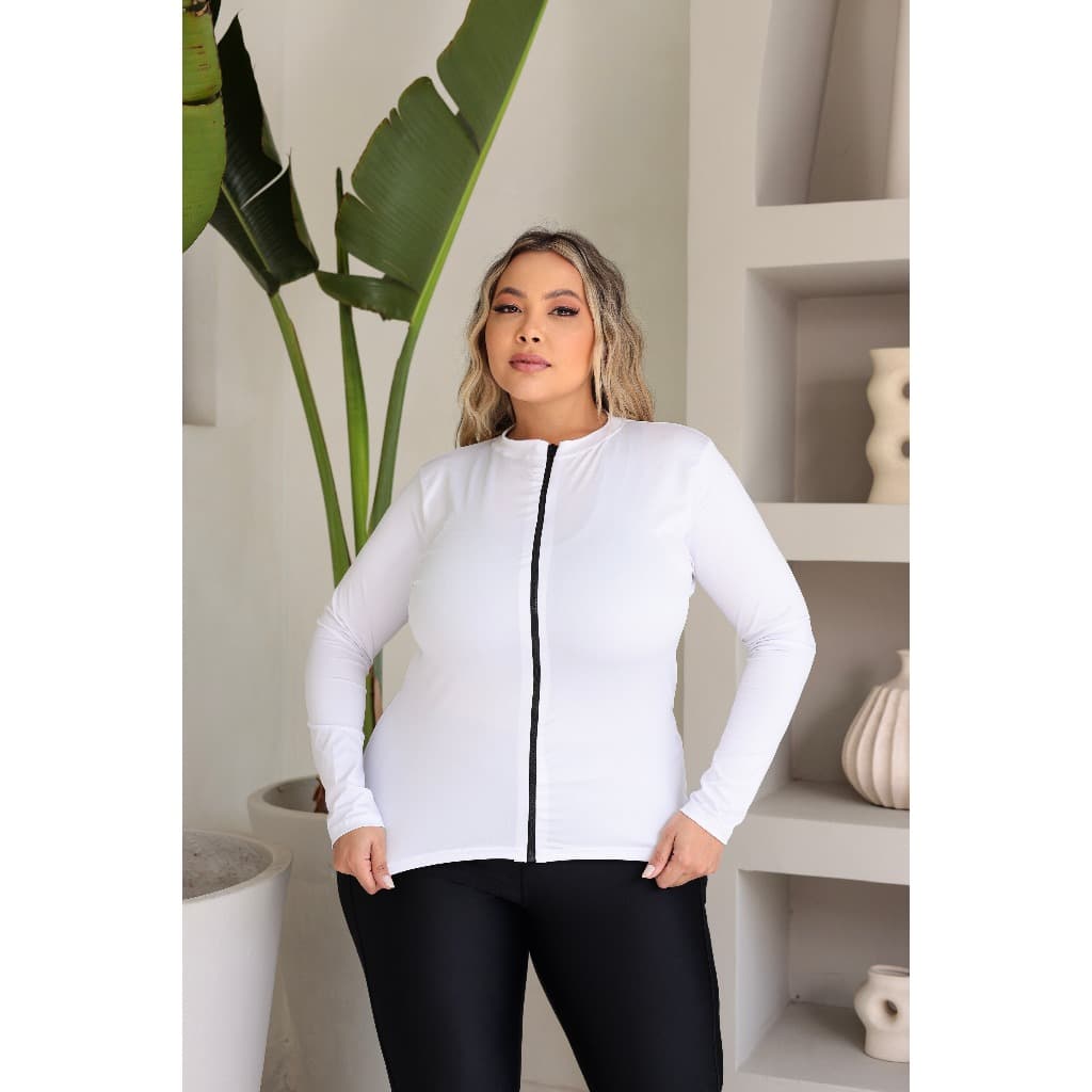 Casaquinho Casaco Uv Proteção solar Blusa termica Com Ziper Plus Size Academia