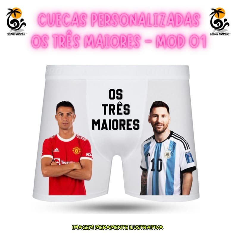Cueca Cristiano Ronaldo Messi e Neymar Os Três Maiores, Tik Tok
