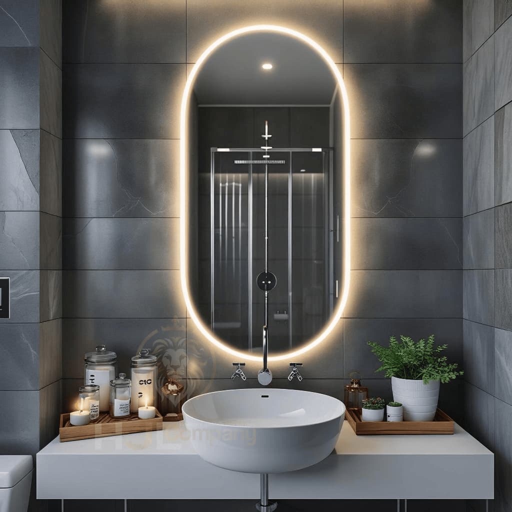 Espelho Oval com LED Bivolt – Iluminado, Moderno e Perfeito para Banheiro e Maquiagem