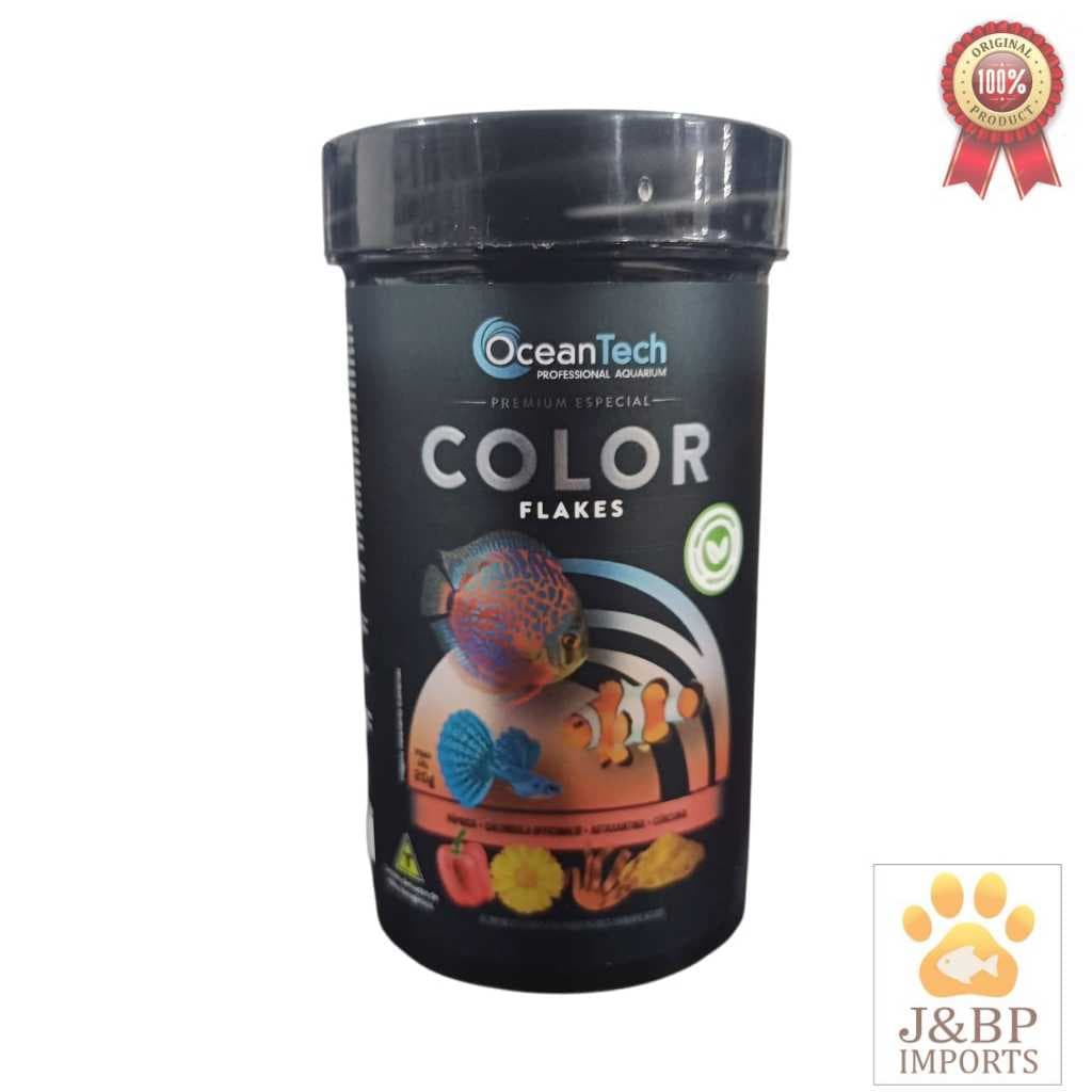Ração Color Flakes Ocean Tech Realçador de Cores e Crescimento Saudável Peixes Mais Coloridos