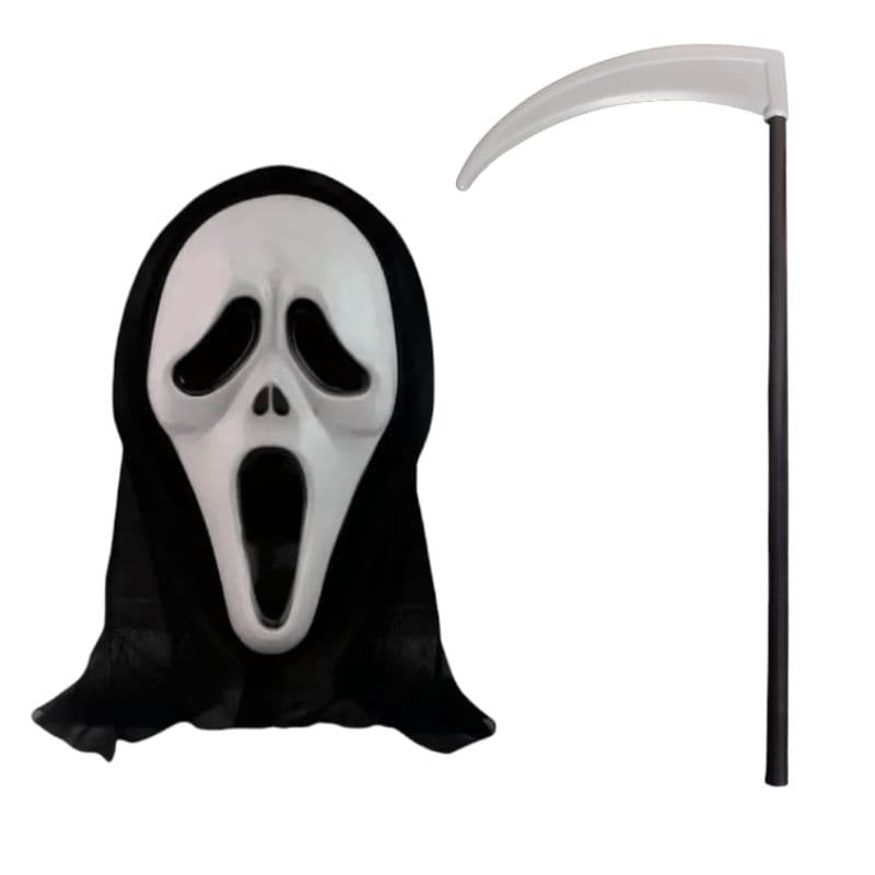 Mascara Pânico Foice Scream Ghost Face Com Capuz Festa Fantasia Cosplay Halloween Fantasma Dia das Bruxas Terror