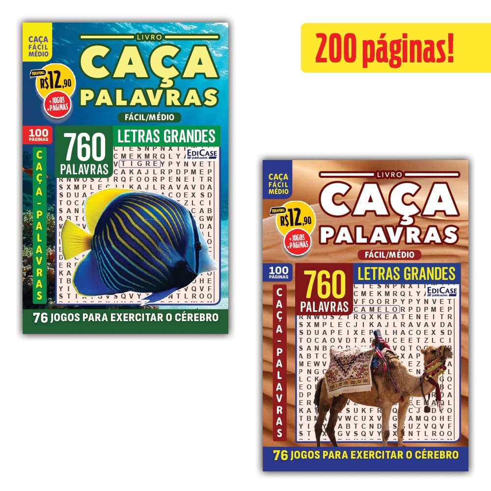 Kit 2 Livros Caça-Palavras ed.01 -Fácil/Médio - 104 e 107
