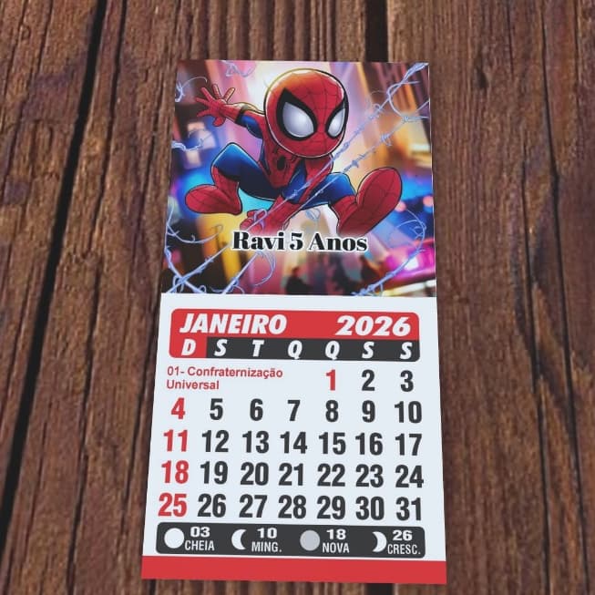 MINI CALENDÁRIO PERSONALIZADO 2026 - com foto - logo - temas - para lembrancinhas e brindes