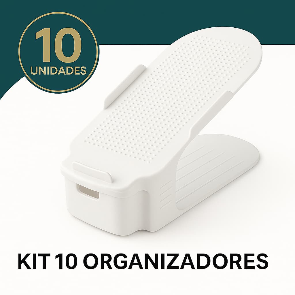Kit 10 Organizador de Sapato Saltos Tênis Com Regulagem De Altura Branco