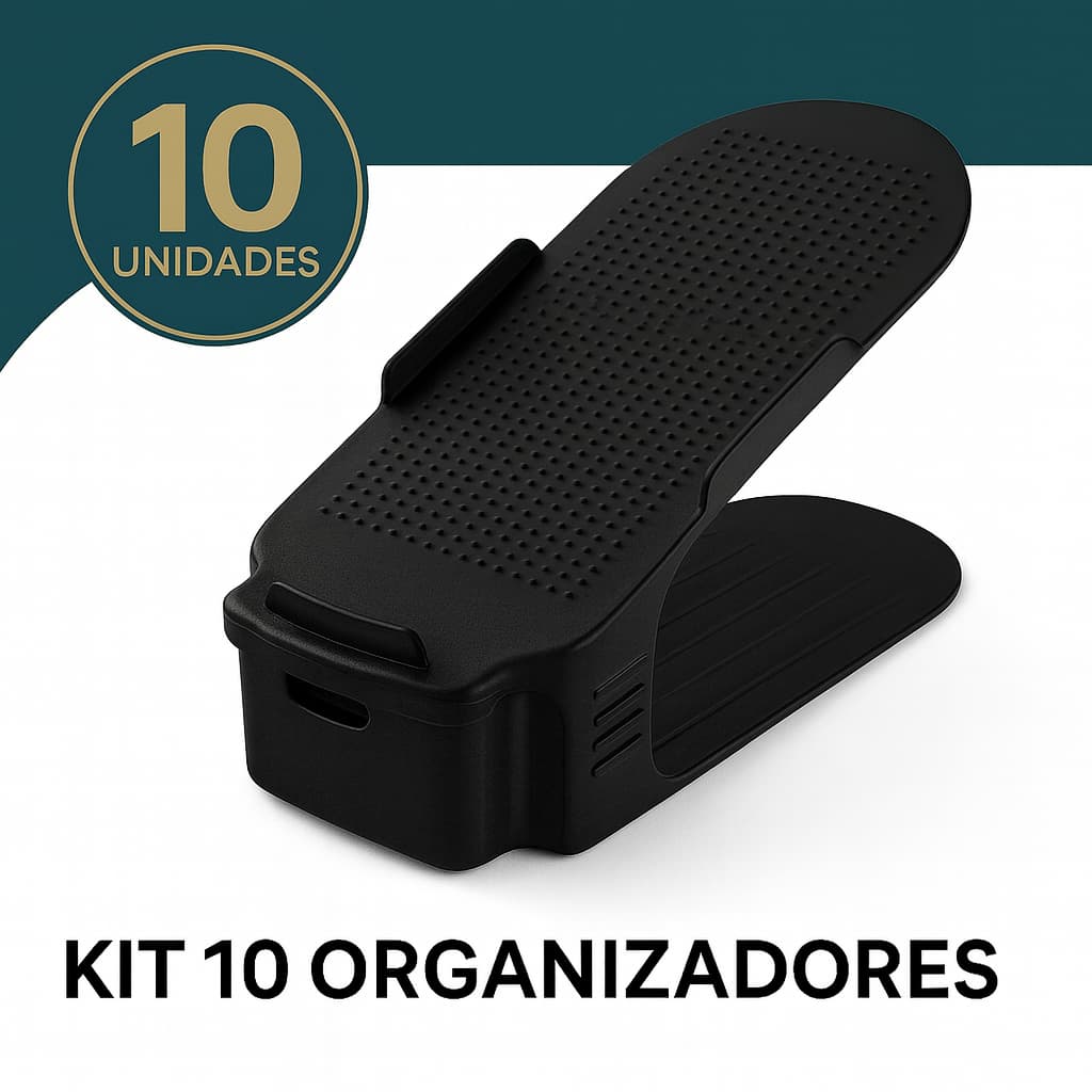Kit 10 Organizador De Sapatos, Saltos E Tênis Com Regulagem De Altura - Preto