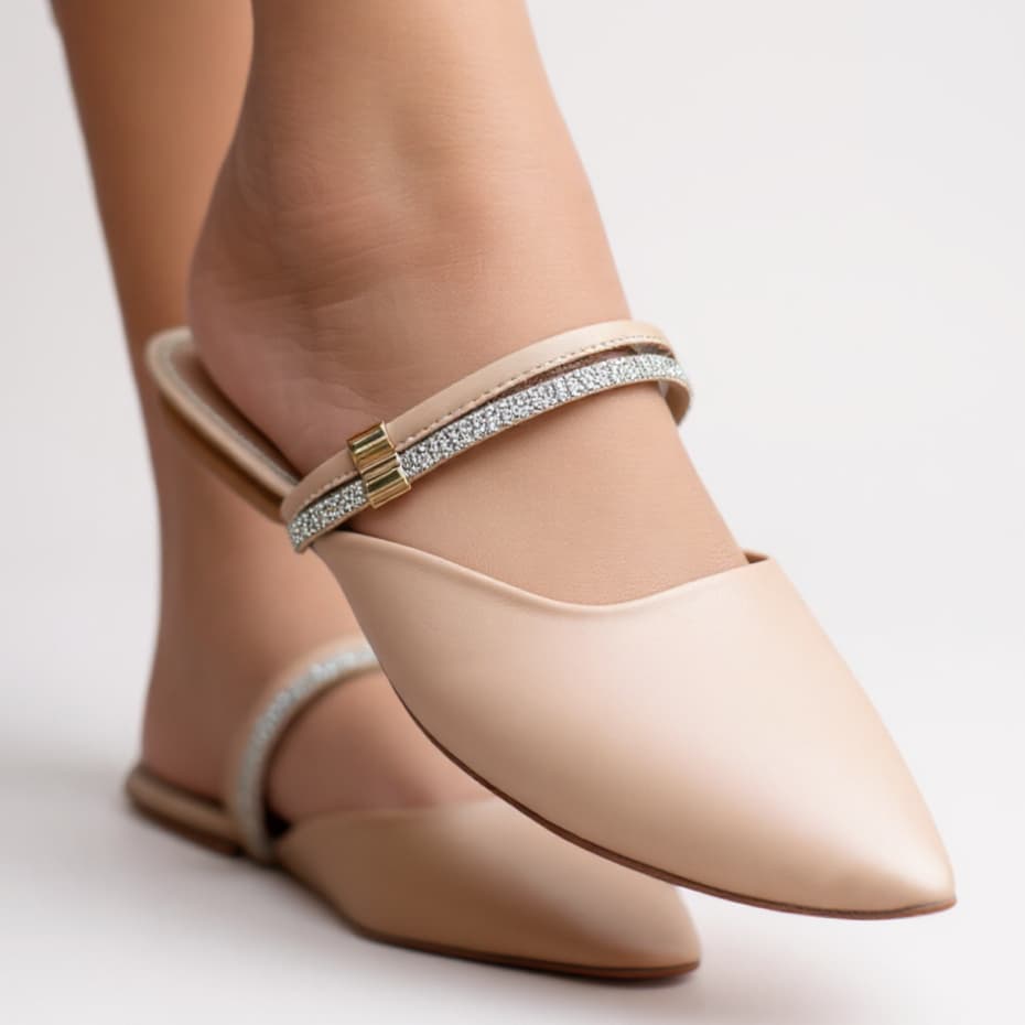 Mule Feminino Strass Brilhante Ajustável Versátil Estilosa Refinada Promoção