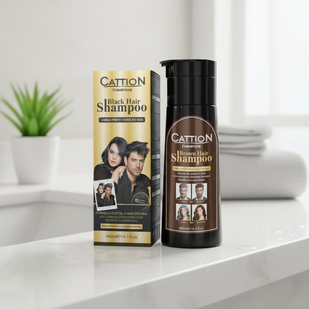 Shampoo Tonalizante Cation Preto Ou Castanho 400ml - Cobre Fios Brancos