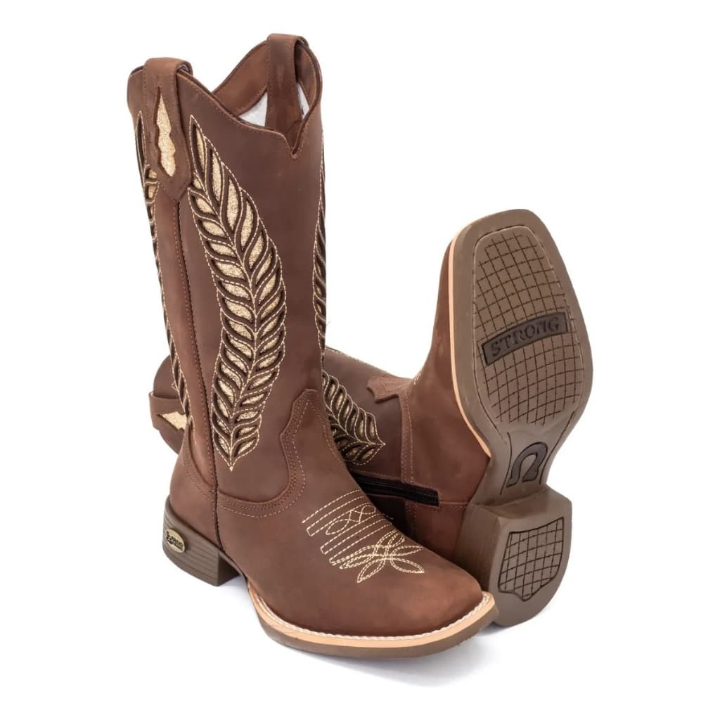 Bota Couro Legítimo Texana Country Feminina Sola Borracha