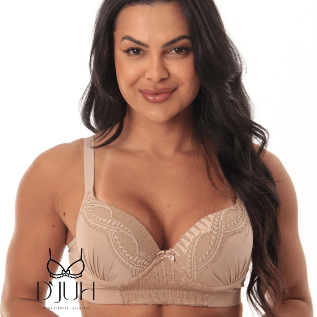 Sutiã com Bojo e Renda Feminino - Sustentação e Conforto Reforçado Alças Largas com Regulagem M G GG