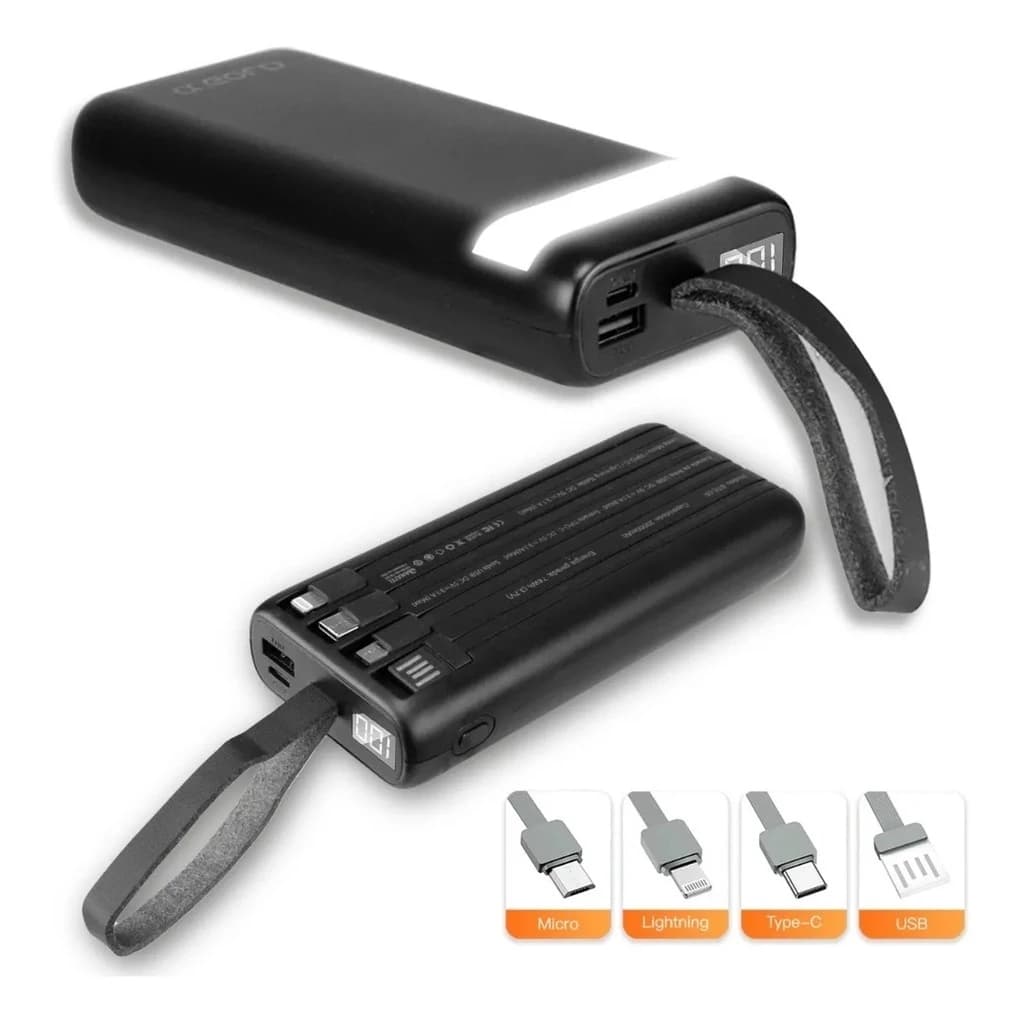 Power Bank Universal de 20.000mAh Carregador Portátil para Android e iOS, Inclui Lanterna Integrada