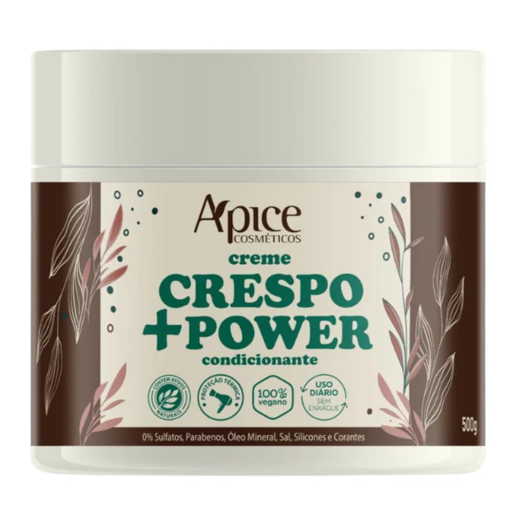 Apice Apse Creme de Pentear Crespo Power Ativador Antifrizz Proteção Térmica Filtro UV 500g