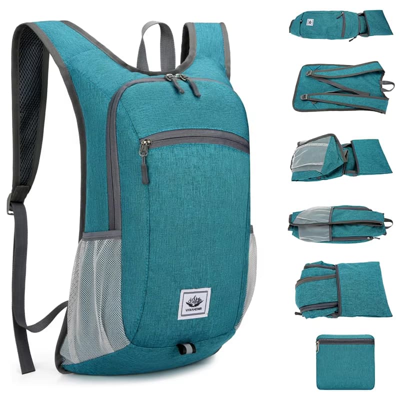 Mochila de caminhada leve debajo de 20L, dobrável, pequena e dobrável, mochila de acampamento para mulheres e homens.