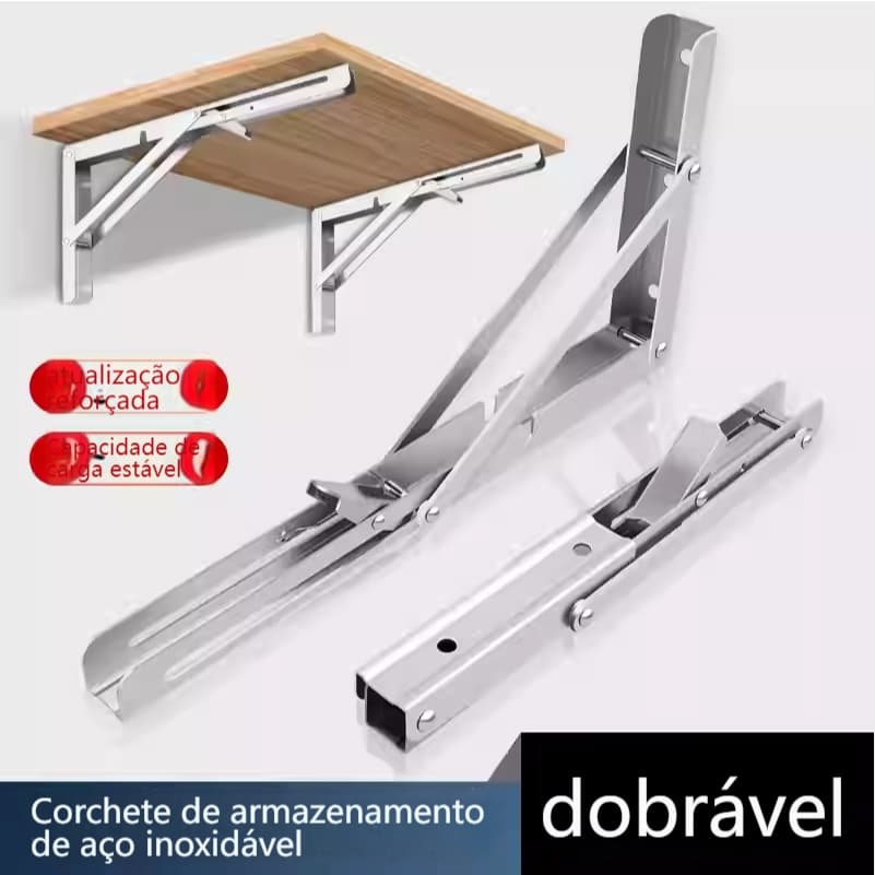 Kit 2 Suporte Dobravel Mao Francesa Retrátil Dobrável Reforçada Tampo para Mesa Varios tamanhos