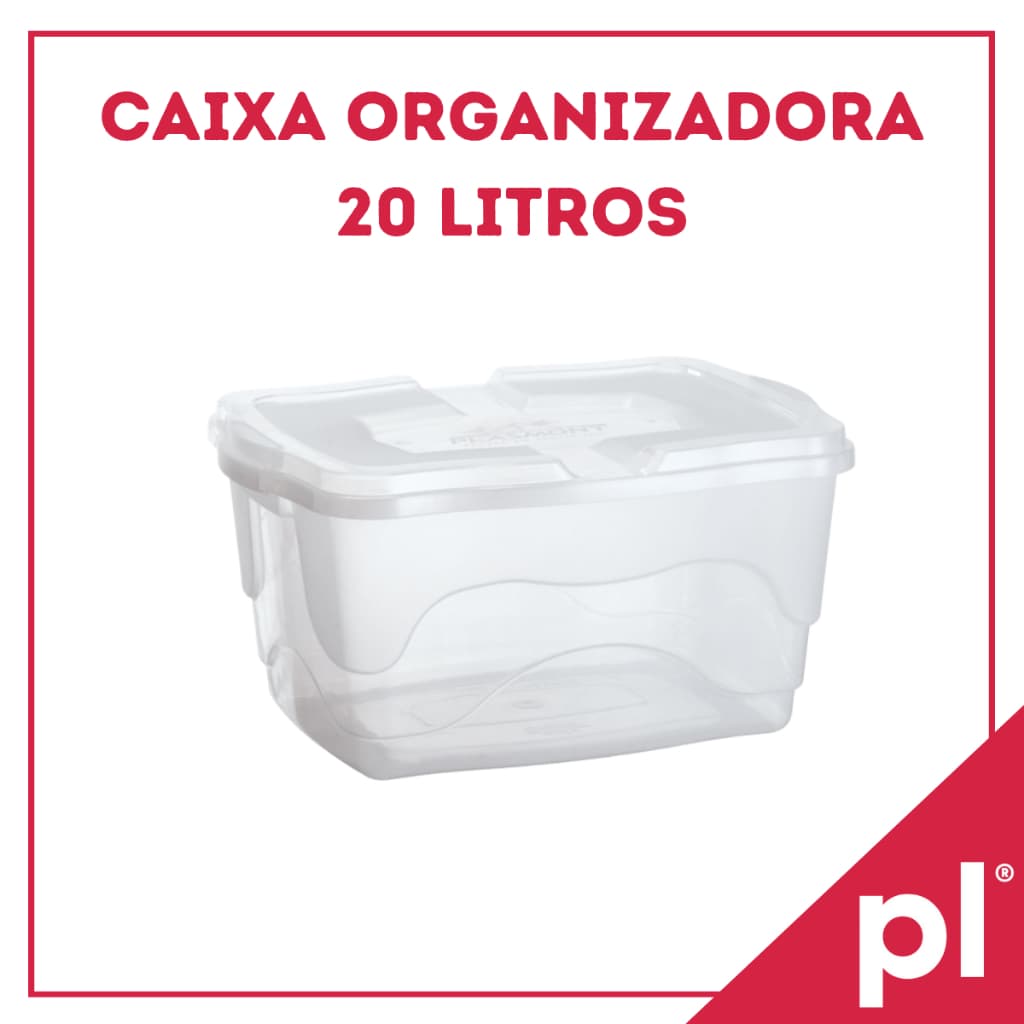 Kit 6 Caixas Container Organizadoras 20L Transparente de Plástico Brinquedos Livros Fotos Sapatos