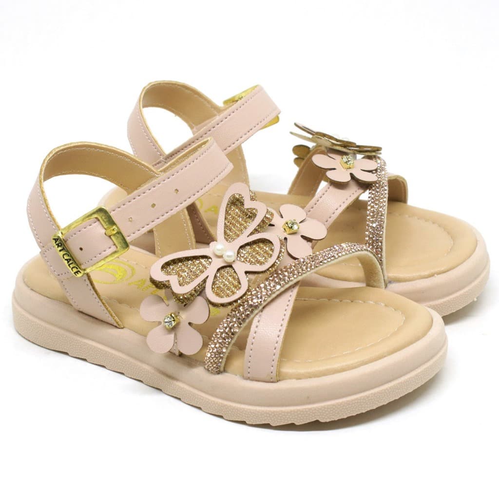 Sandália Infantil Menina com Borboleta e Brilho – Confortável e Leve