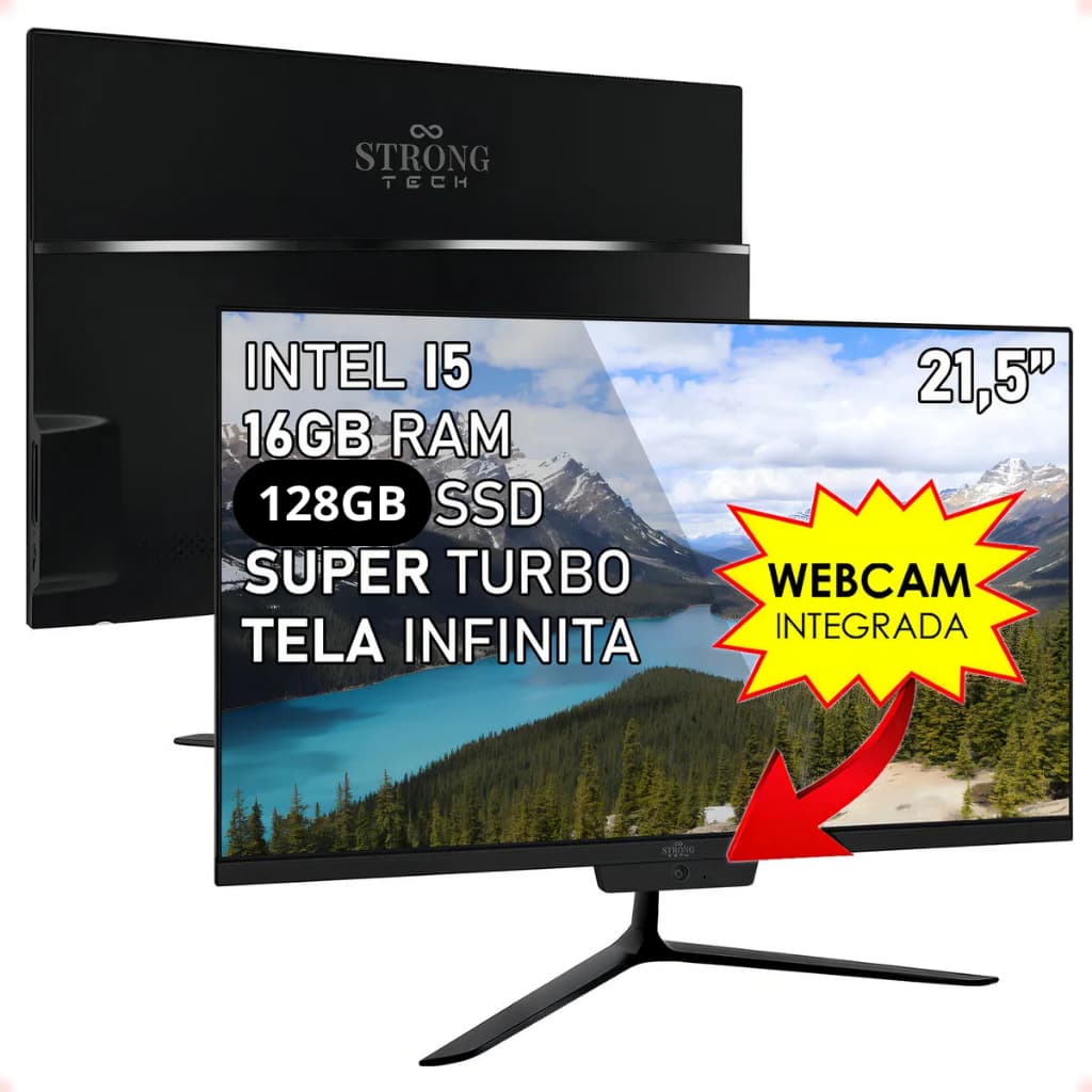 All in one completo intel i5 ssd 128gb 21,5 strong tech