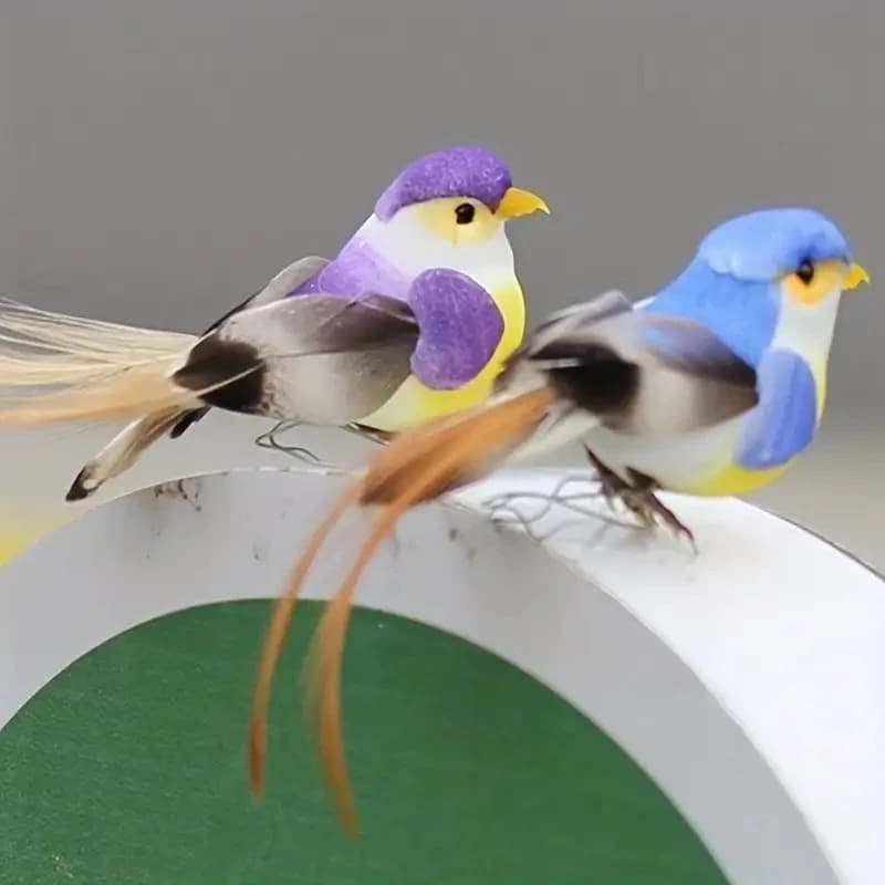 Kit 10 Passarinhos Artificiais Coloridos Decoração Festa 10,5 Cm flores Decoração