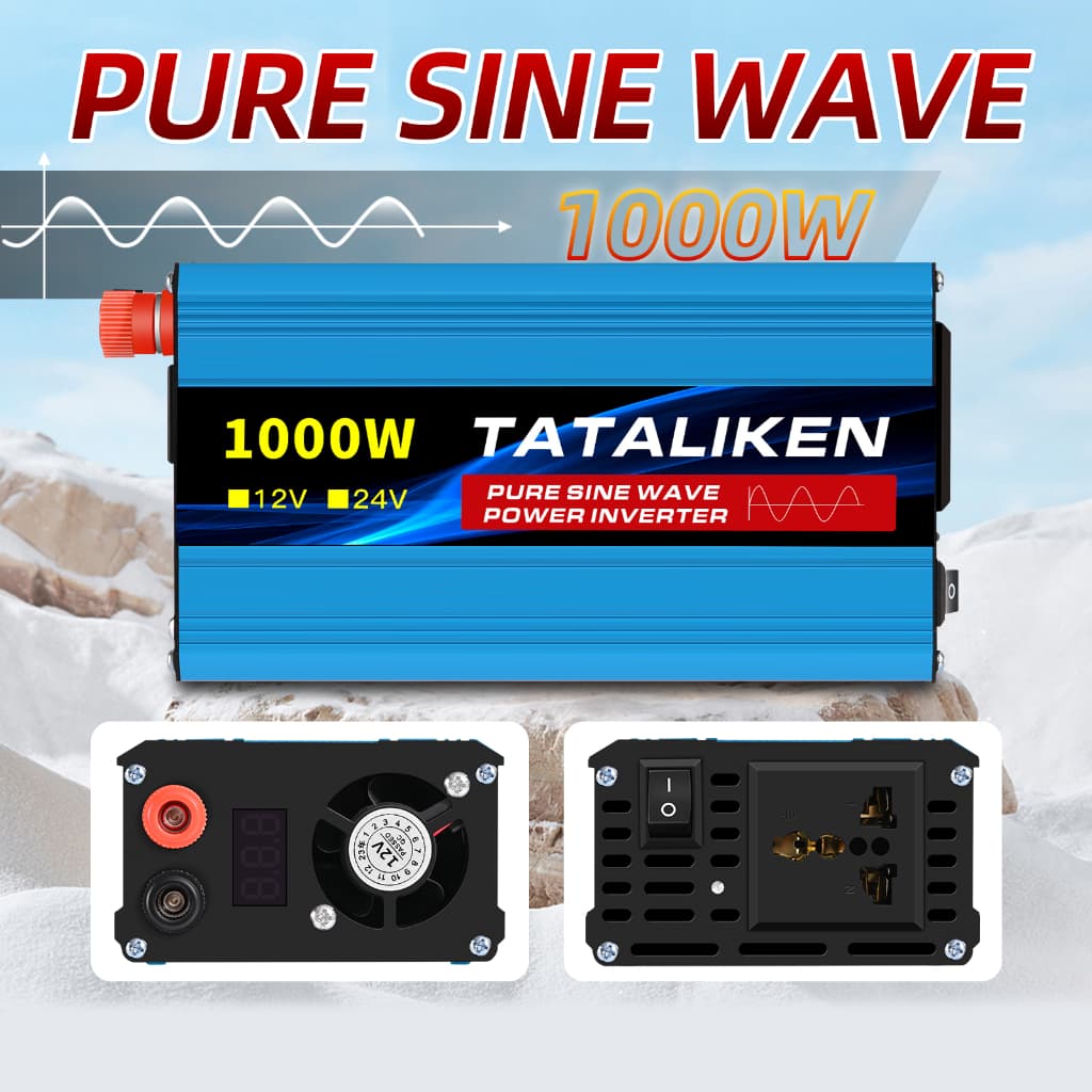 Inversor de Onda Senoidal Pura 12V/24V 110V 1000W Painel Solar para Carro Motorhome Geladeira Ar Condicionado Soldagem