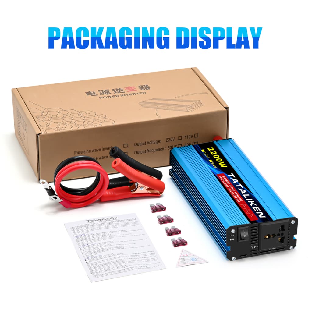 Inversor de Onda Senoidal Pura 12V/24V 110V 2200W Painel Solar para Carro Motorhome Geladeira Ar Condicionado Soldagem