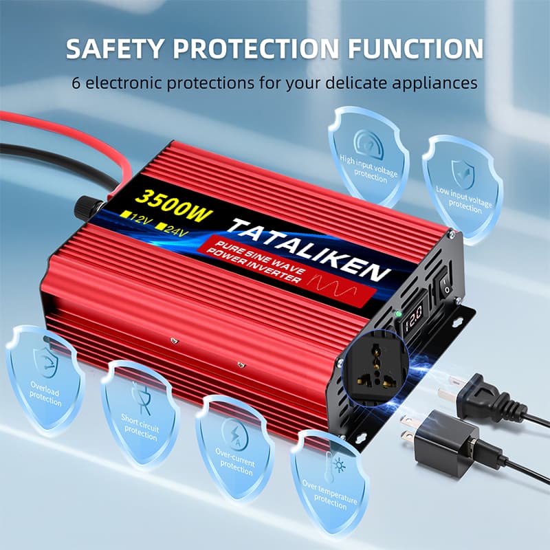 Inversor de Onda Senoidal Pura 12V/24V 110V 3500W Painel Solar para Carro Motorhome Geladeira Ar Condicionado Soldagem