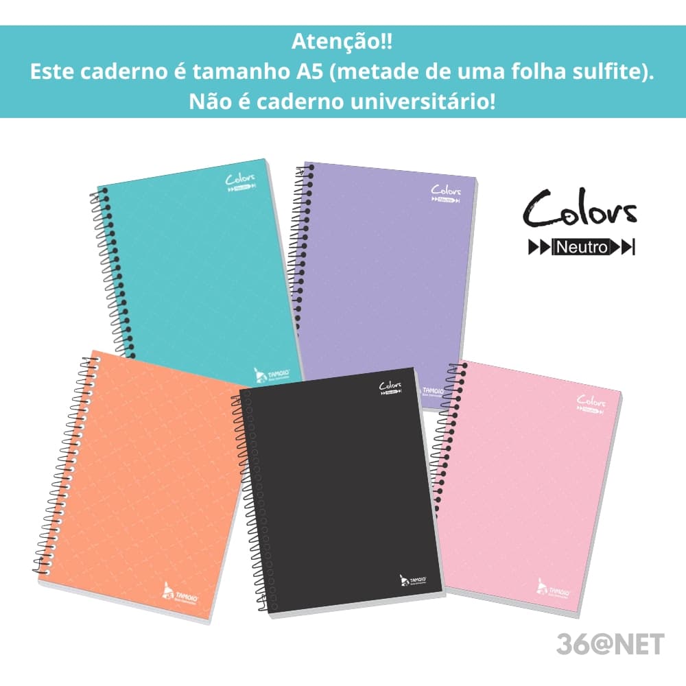 CADERNO PEQUENO CAPA DURA ESPIRAL 96FLS PASTEL OU PRETO