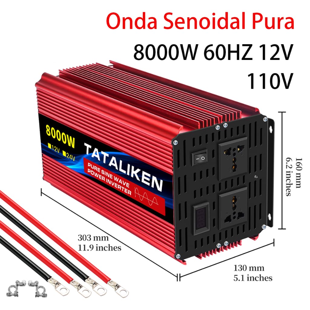 Inversor de Onda Senoidal Pura 12V/24V 110V 8000W Painel Solar para Carro Motorhome Geladeira Ar Condicionado Soldagem